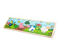 New Classic Toys - Farm Puzzle - 4-in-1 - Wooden Educational Puzzle - Includes Pig, Rooster, Cow, and Sheep - Fun and Developmental Toy for Kids