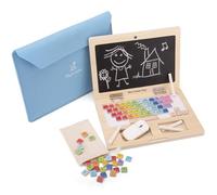 New Classic Toys - First Laptop - Wooden Educational Toy - Includes Magnetic Letters and Numbers, Chalkboard Screen, Felt Case - Fun and Creative Learning Toy for Kids