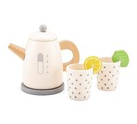 New Classic Toys - Kettle Set - Wooden Pretend Play Tea Set - Includes Kettle, Mint Leaf, Lemon Slice, Two Cups - Fun and Educational Toy for Kids