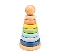 Woet Wooden Stacking Toy - 8-Piece Educational Stacking Tower with Rings for Toddlers 12 Months+ - FSC, Pastel Colors, Non-Toxic Paint - Montessori Gift for Boys and Girls STEM Toy for Early Learning