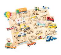 New Classic Toys Wooden peg puzzle - 16 pieces - transport