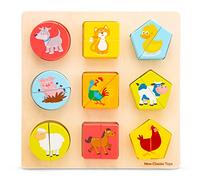 New Classic Toys Wooden shape block puzzle - animals