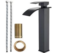 New Cloakroom Basin Mixer Tap Waterfall Sink Mono Bathroom Single Lever Square Black-Tall
