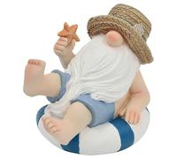 New Coastal Paradise Gnome Ornament - Blue | Cute Resin Garden Statue for Outdoor Decor | Coastal Themed Garden Decoration Figurine for Patio, Lawn, Yard, or Balcony A-189
