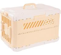 New Collapsible Cat and Dog Cage - Durable Hard-Sided Carrier with Easy Unfolding, Space-Saving Design, and Comfortable Interior for Suitable for outdoor, travel, walking, camping(Color:latte)