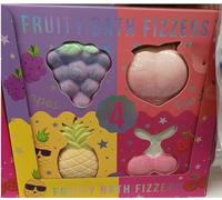 New Colourful Scented Fruity Bath Fizzers Pack of 4 Xmas Gift Self Care, Transform Bath Time into A Vibrant Spa-Like Experience, Bursting with Uplifting Scents, Perfect As A Xmas Gift.