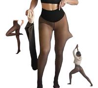 New Compression Band & One Seam Option, Magic Bare-Leg Look Fleece Lined Tights, Plus-Size Snatch Waist Stay Warm (Tan,XX-Large)