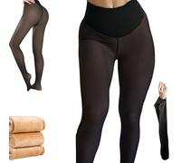 New Compression Band & One Seam Option Magic Fleece Lined Leggings, Magic Bare-Leg Look Fleece Lined Tights, Thick Tights Thermal Leggings (Deep, XXL/3XL)