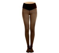 New Compression Band & One Seam Option, The Original Fleece Lined Leggings, Bare-Leg Look Fleece Lined Tights(Beige,S)