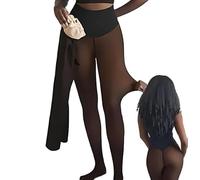 New Compression Band & One Seam Option,The Original Magic Fleece Lined Leggings for Women,Plus-Size Warm Bare-Leg Tights (Bronze, M/L)