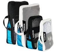 NEW - Compression Packing Cubes | Triple Zipper | Seperate Clean & Dirty Compartments w/Flexible Separator | YKK Zippers, Black + White | 2XL + 2L, Black + White | 2XL + 2L