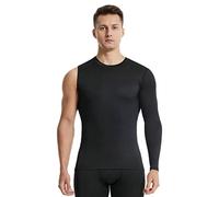 New Compression Shirts for Men 1/2 Single Arm Long Sleeve Athletic Base Layer Undershirt Gear T Shirt for Workout Basketball, Black-2, Medium