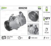 Valeo Compressor, Air Conditioning, Prefilled with Oil, 699250