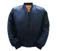 New Cool Skinhead US Style MA1 Bomber Flight Fitted Combat Army Jacket Satin (M, Navy)