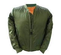 New Cool Skinhead US Style MA1 Bomber Flight Fitted Combat Army Jacket Satin (S, Olive)