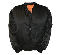 New Cool Skinhead US Style MA1 Bomber Flight Fitted Combat Army Jacket Satin (XS, Black)