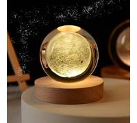 New Cosmic Lights, 3D Galaxy Crystal Ball Night Light with Colorful LED Light Base, Cosmic Orbs Crystal Ball, Galaxy Lights for Bedroom (Moon)
