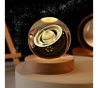 New Cosmic Lights, 3D Galaxy Crystal Ball Night Light with Colorful LED Light Base, Cosmic Orbs Crystal Ball, Galaxy Lights for Bedroom (Saturn)