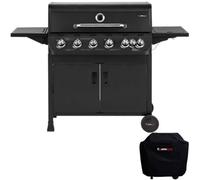New - Cosmogrill Emberr 7 Gas Burner 6+1 Bbq Grill, Propane Gas Regulator Hose, Side-Burner & Cover