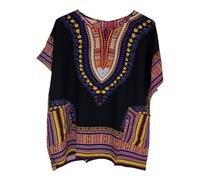 New Cotton top Tunic Dashiki African Print Summer Holiday One Size Plus Unisex (UK, Alpha, One Size, Regular, Regular, Black)