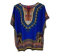 New Cotton top Tunic Dashiki African Print Summer Holiday One Size Plus Unisex (UK, Alpha, One Size, Regular, Regular, Royal Blue)