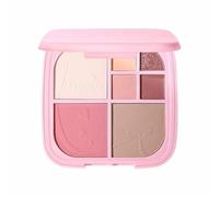 New Cover 7-in-1 Face & Eye Palette: Matte & Shimmer Eyeshadow, Blush, Highlighter, Contour Kit with Mirror, 17g Large Capacity Travel Makeup Set, Rose Neon Shades
