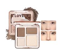 New Cover Full Face Contouring Palette | Highlight & Contour Palette with Brown Nude Face Powder | 4 Matte & Shimmer Shades | Buildable Blendable | Travel-Friendly Compact