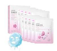 New Cover Sakura Hydrating Mask | Firming Facial Mask with Refreshing Skin Care Essence | Japanese Cherry Blossom & Hyaluronic Acid | 25g x 10 Sheets Pack for Dry/Sensitive Skin