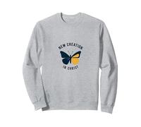New Creation in Christ Baptism Butterfly Transformation Sweatshirt, Adult Unisex, Heather Grey, XL