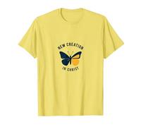 New Creation in Christ Baptism Butterfly Transformation T-Shirt, Men, Lemon, XXL