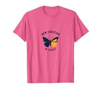 New Creation in Christ Baptism Butterfly Transformation T-Shirt, Men, Pink Heather, Medium