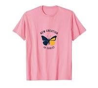 New Creation in Christ Baptism Butterfly Transformation T-Shirt, Men, Pink, M