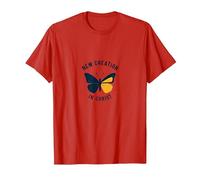 New Creation in Christ Baptism Butterfly Transformation T-Shirt, Men, Red, S