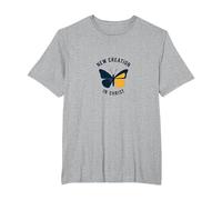 New Creation in Christ Baptism Butterfly Transformation T-Shirt, Men's Big and Tall, Heather Grey, 6X Tall