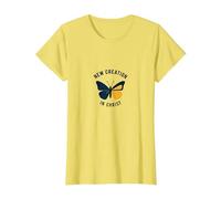 New Creation in Christ Baptism Butterfly Transformation T-Shirt, Women, Lemon, XXL