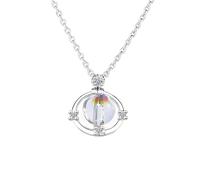 New Creative Beautiful Planet Moon And Star 925 Sterling Silver Jewelry Personality Crystal Clavicle Chain Necklaces-T46