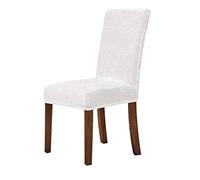 New Crushed Velvet Dining Chair Cover, Spandex Elastic Slipcover Chair Case for Dining Room Kitchen Wedding Banquet,White,2pcs
