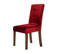 New Crushed Velvet Dining Chair Cover, Spandex Elastic Slipcover Chair Case for Dining Room Kitchen Wedding Banquet,Burgundy,2pcs