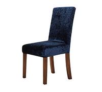 New Crushed Velvet Dining Chair Cover, Spandex Elastic Slipcover Chair Case for Dining Room Kitchen Wedding Banquet,Navy blue,6pcs