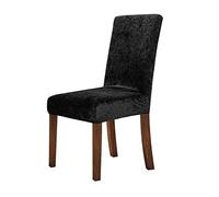 New Crushed Velvet Dining Chair Cover, Spandex Elastic Slipcover Chair Case for Dining Room Kitchen Wedding Banquet,Black,6pcs