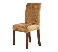 New Crushed Velvet Dining Chair Cover, Spandex Elastic Slipcover Chair Case for Dining Room Kitchen Wedding Banquet,Gold,4pcs