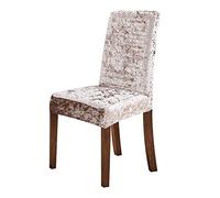 New Crushed Velvet Dining Chair Cover, Spandex Elastic Slipcover Chair Case for Dining Room Kitchen Wedding Banquet,Taupe,6pcs
