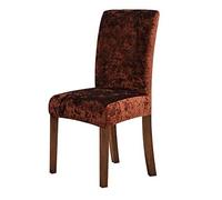 New Crushed Velvet Dining Chair Cover, Spandex Elastic Slipcover Chair Case for Dining Room Kitchen Wedding Banquet,Coffee,4pcs