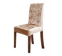 New Crushed Velvet Dining Chair Cover, Spandex Elastic Slipcover Chair Case for Dining Room Kitchen Wedding Banquet,Cream,4pcs