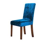 New Crushed Velvet Dining Chair Cover, Spandex Elastic Slipcover Chair Case for Dining Room Kitchen Wedding Banquet,Teal blue,2pcs