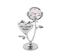 NEW CRYSTAL ORNAMENT GIFT SET CRYSTOCRAFT WITH ELEMENTS STRASS ROSE FLOWER | CHROME PLATED PERFECT KEEPSAKE COLLECTORS GIFT FIGURINE | TEACHER GIFT | ROSE CRYSTAL ORNAMENT (FOR A SPECIAL TEACHER)