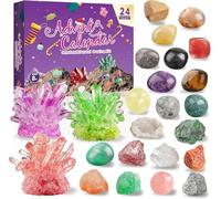 New Crystals Advent Calendar, 24 Days Natural Crystal Stone Minerals & Fossils Gem Advent Calendars for Kids,Christmas Countdown Calendar Enthusiasts Rock Collection for Xmas Girls Boy Women Men
