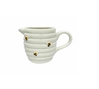 New Cute Honey Bee Design White Jug with Rustic Touch. Ideal for Milk. - Ceramic - 1l - 700g - Depth: 13.5cm.