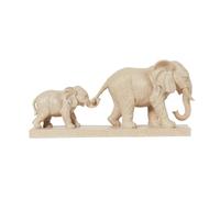 New Cute Mummy And Baby Elephants Design Plaque Statues Adorable Elephant Ornament Featuring Baby Holding Mummy's Tail Ideal For Accent Tables Any Bookshelf or Mantle, Space Home Decor (Natural) - N22