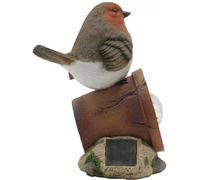 New Cute Solar Power Robin Perched on Plant Pot LED Rock Light Garden Bird Light Ornament
